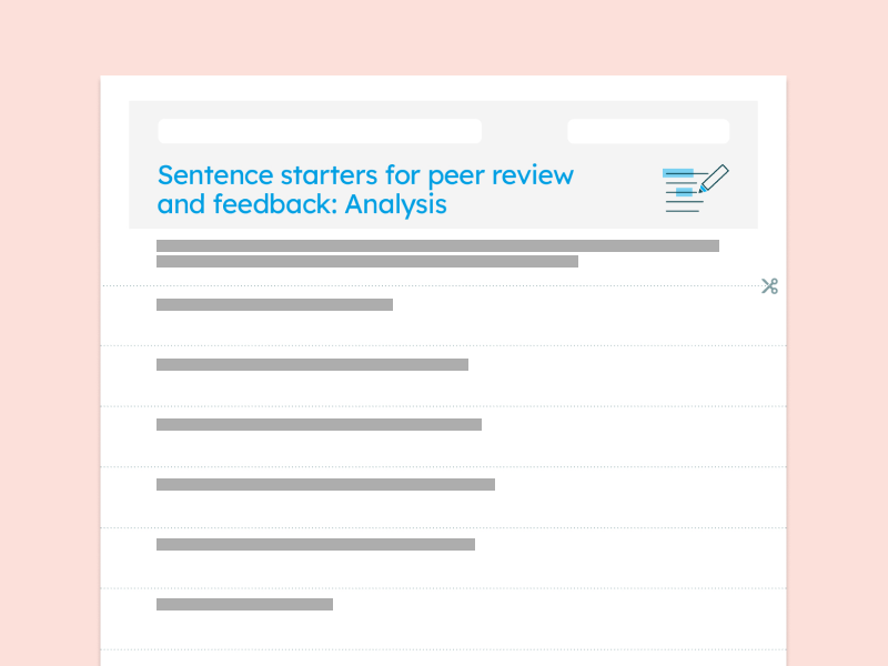 Sentence starters for peer review and feedback: Analysis